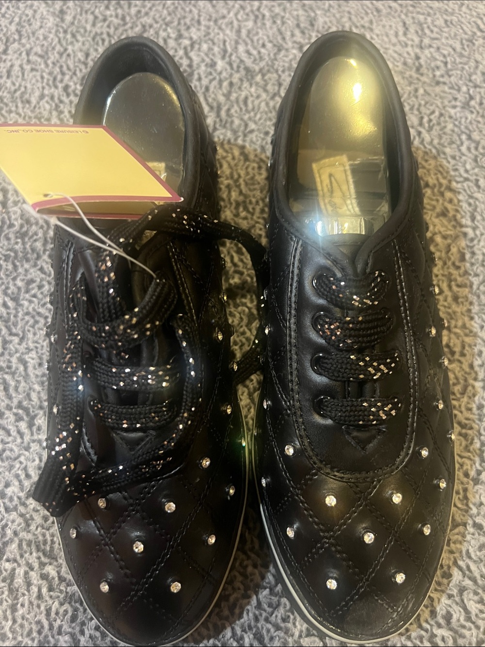 Sebatino Studded Black Quilted Sneakers